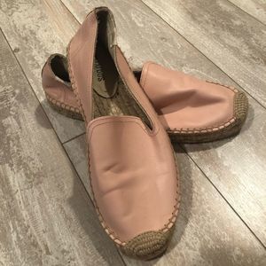 Soludos blush pink leather platform espadrilles 8